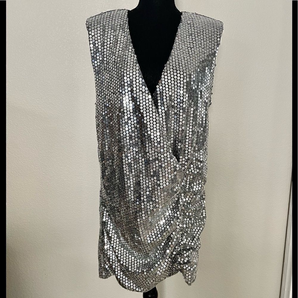 NWT Zara Draped Sequin Dress